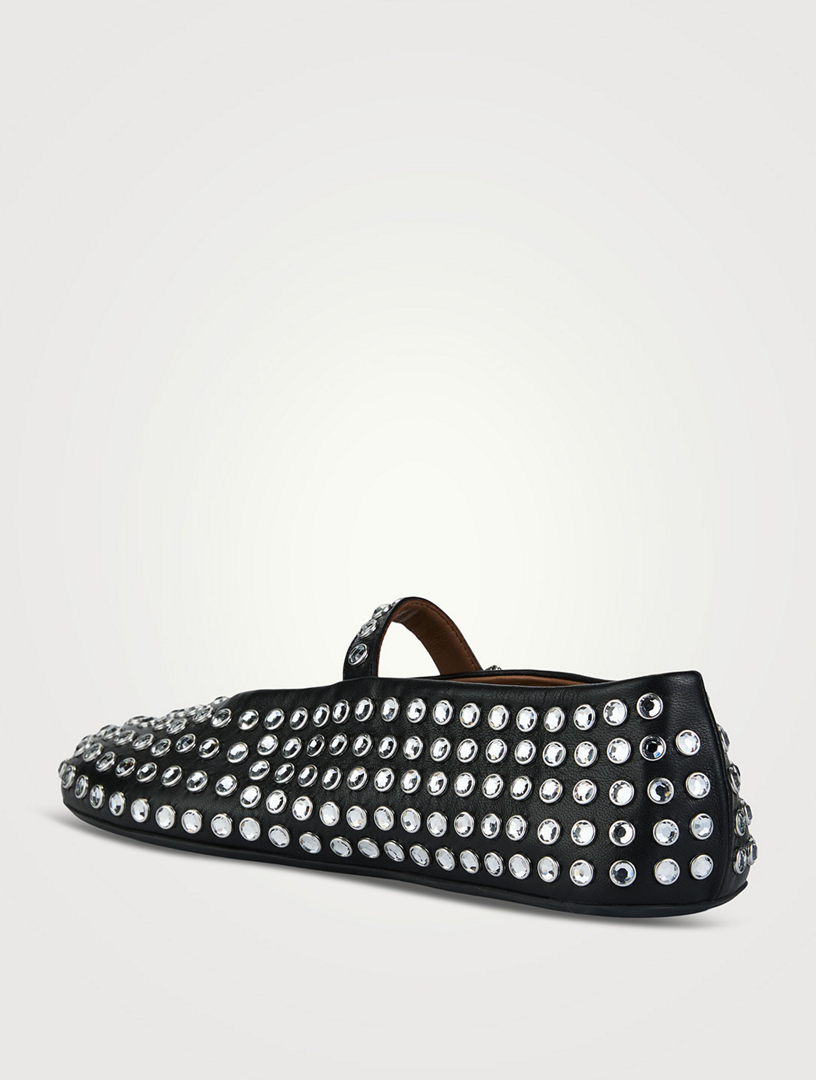 Embellished Leather Ballet Flats