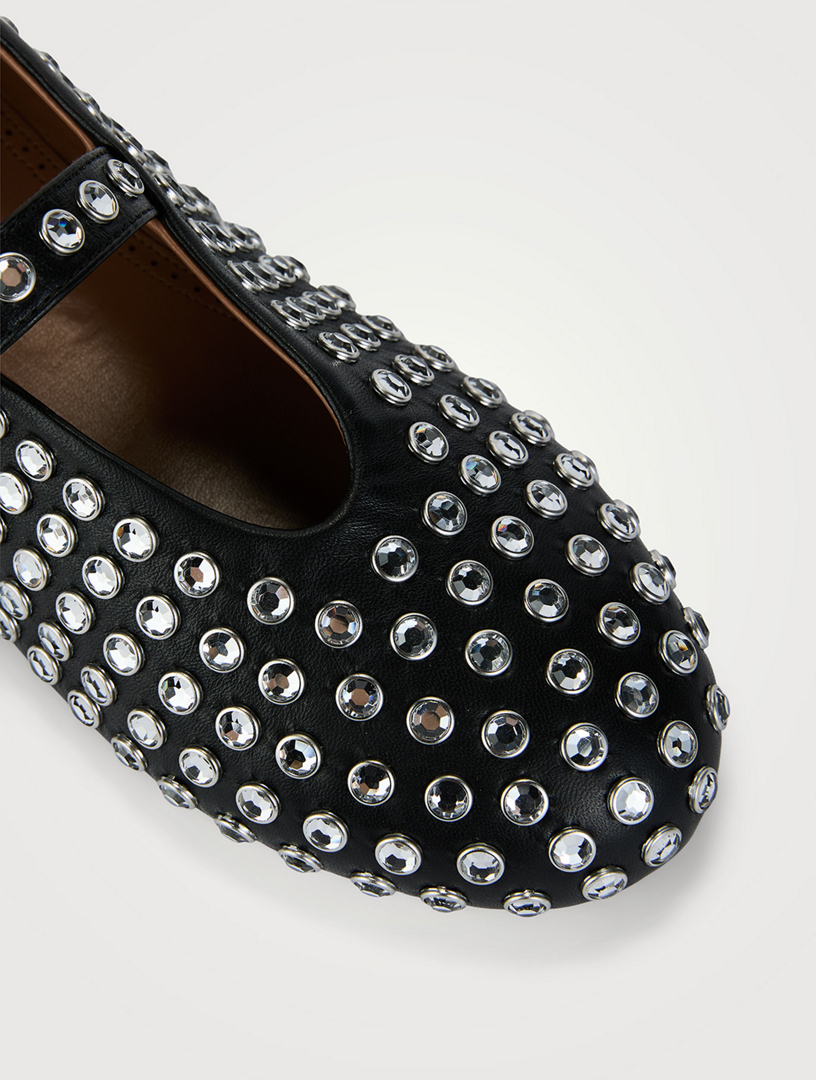 Embellished Leather Ballet Flats