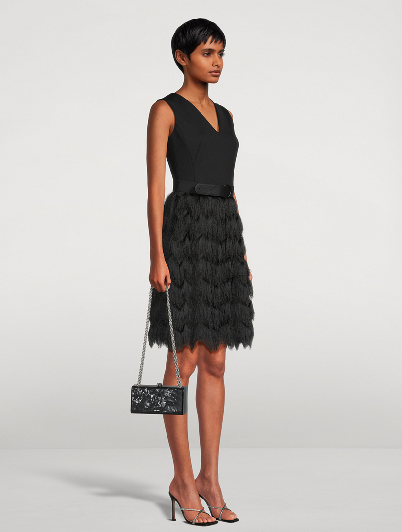 AKRIS PUNTO Fringe-Trimmed Belted Dress | Holt Renfrew