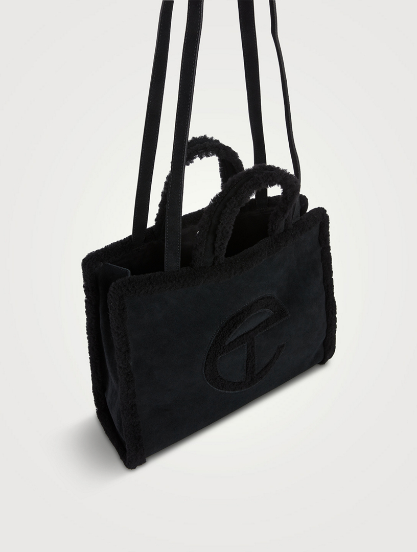 Telfar x UGG Shopping Bag Medium Black in Shearling/Leather - US