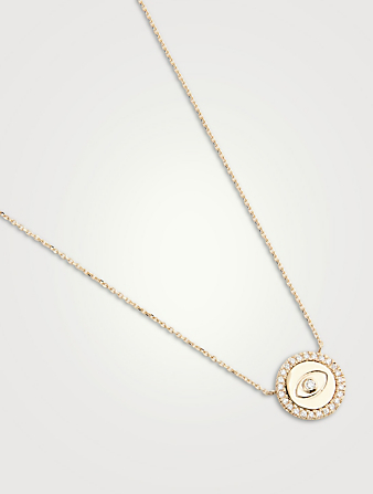ANZIE Mini Royale 14K Gold Evil Eye Necklace With Diamonds  Neutral