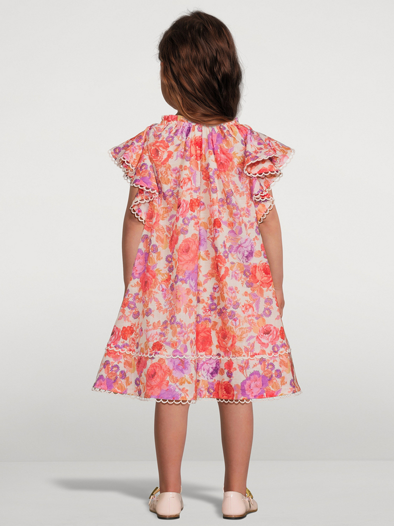 ZIMMERMANN Raie Cotton Flounce Sleeve Dress Holt Renfrew