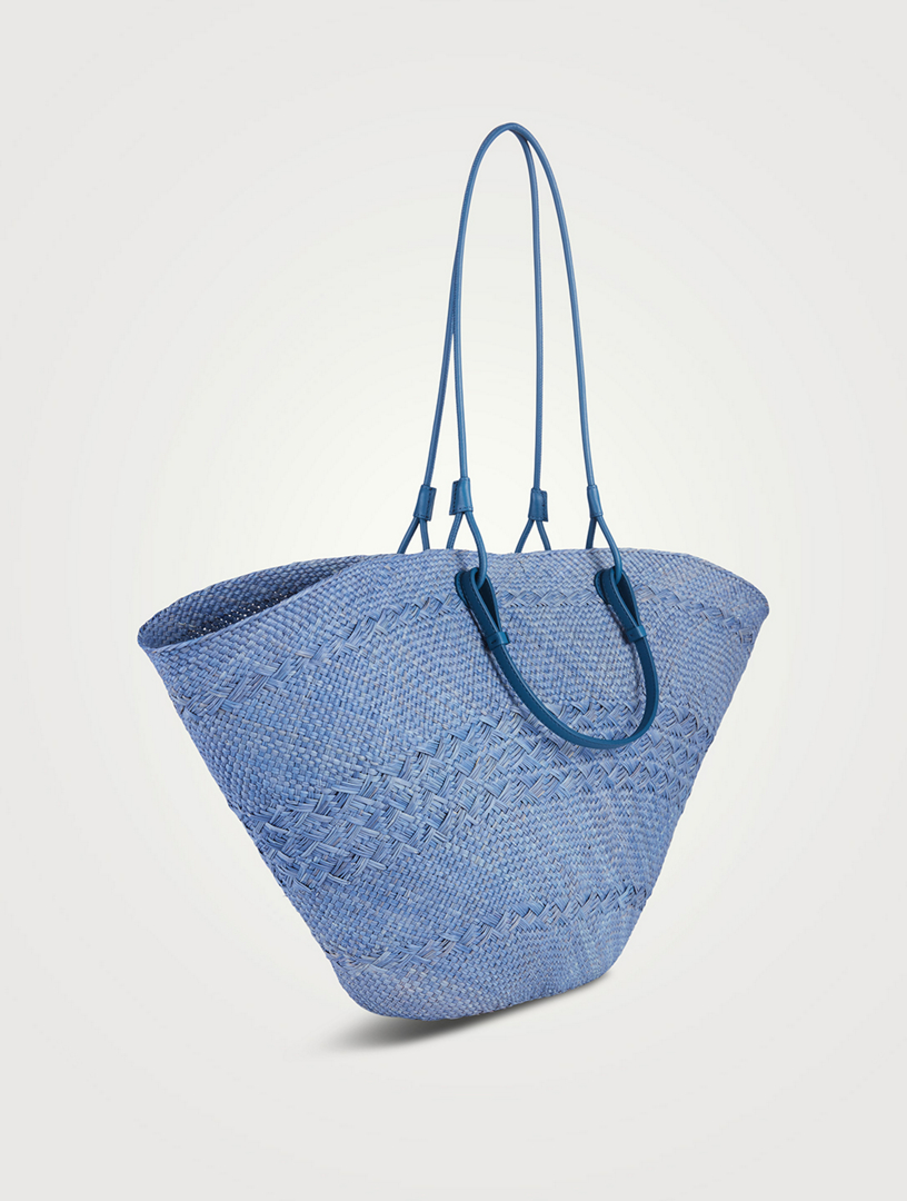 X Paula's Ibiza Anagram Large Basket Bag Denim Blue