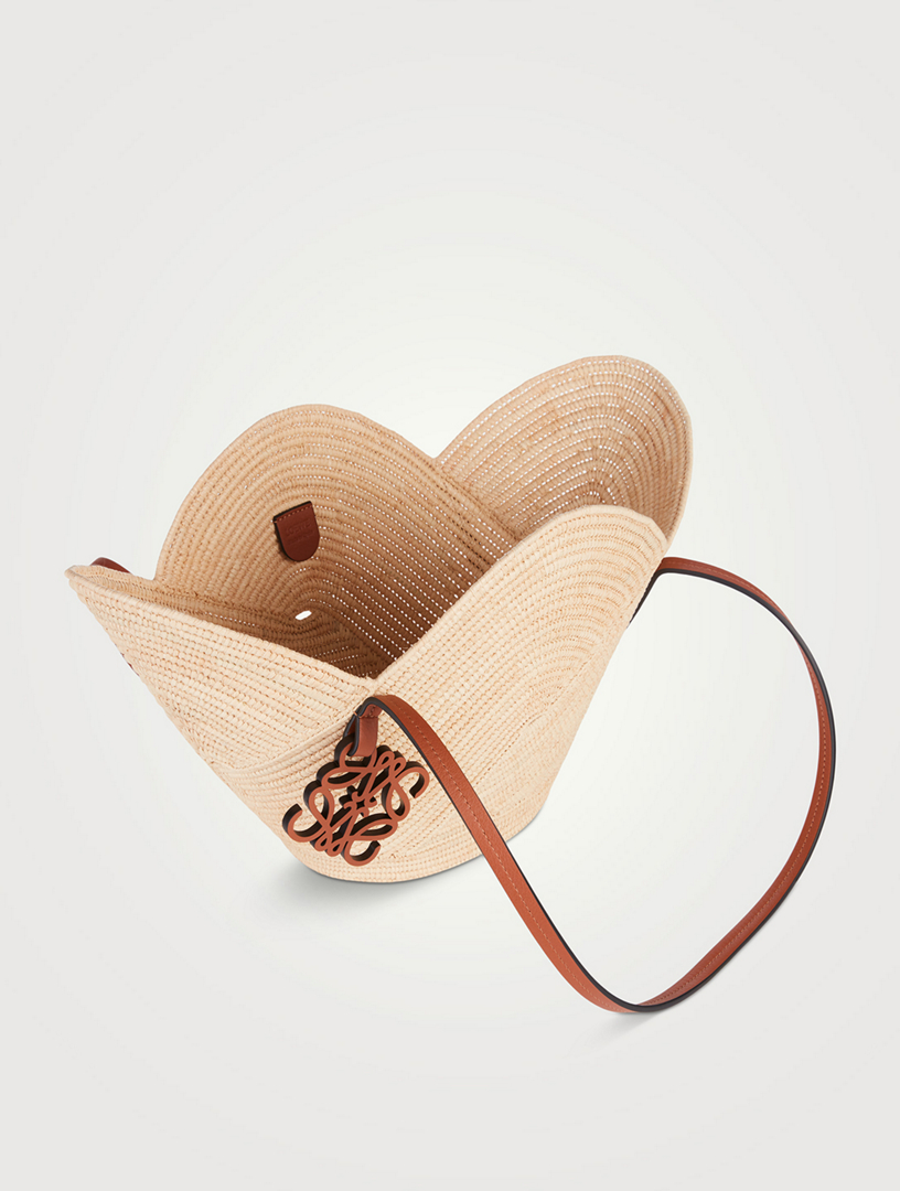 Loewe Paula's Ibiza Petal Basket Leather-trimmed Raffia Tote Bag - Tan
