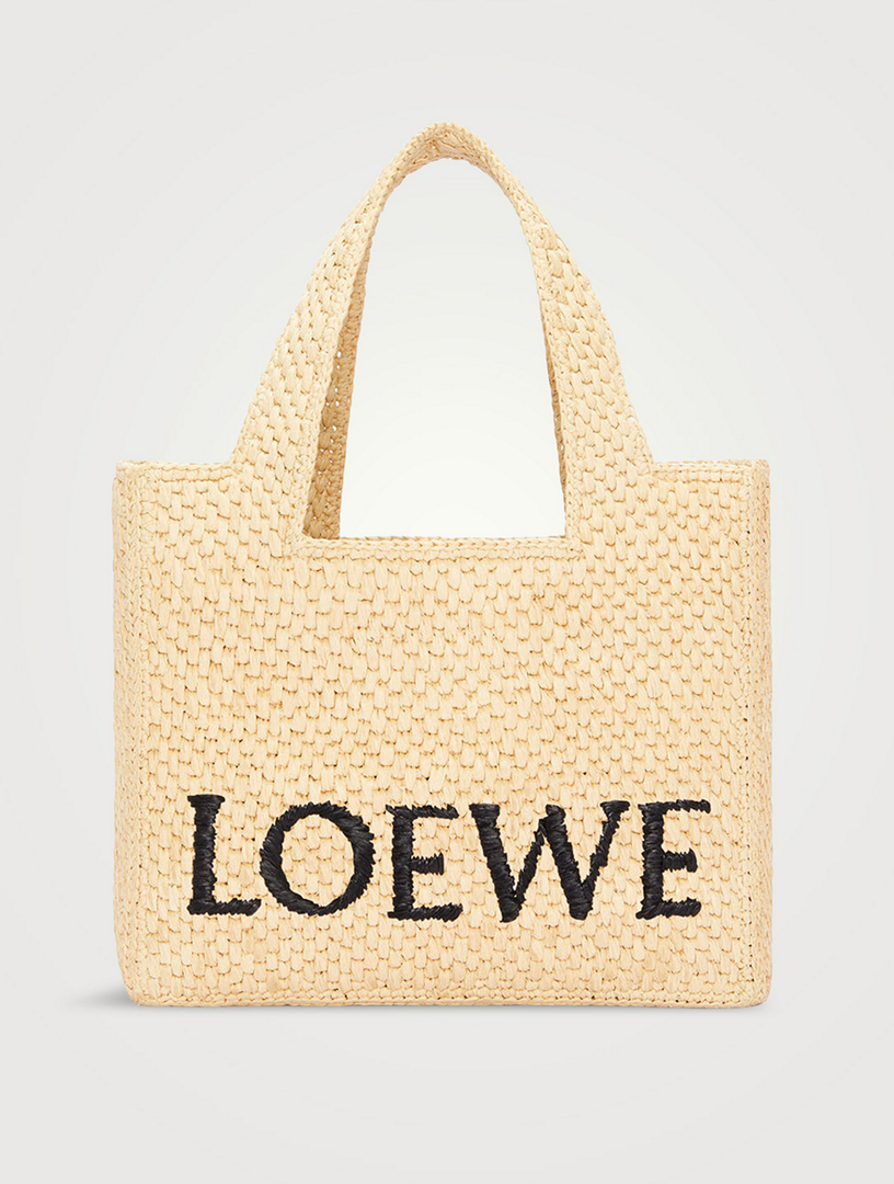 LOEWE + Paula's Ibiza small leather-trimmed woven raffia tote