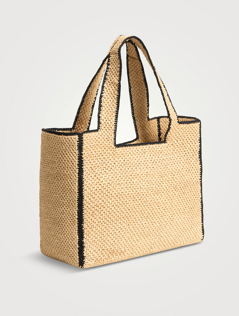 Shop LOEWE LOEWE x Paula's Ibiza Medium Raffia Logo Tote Bag