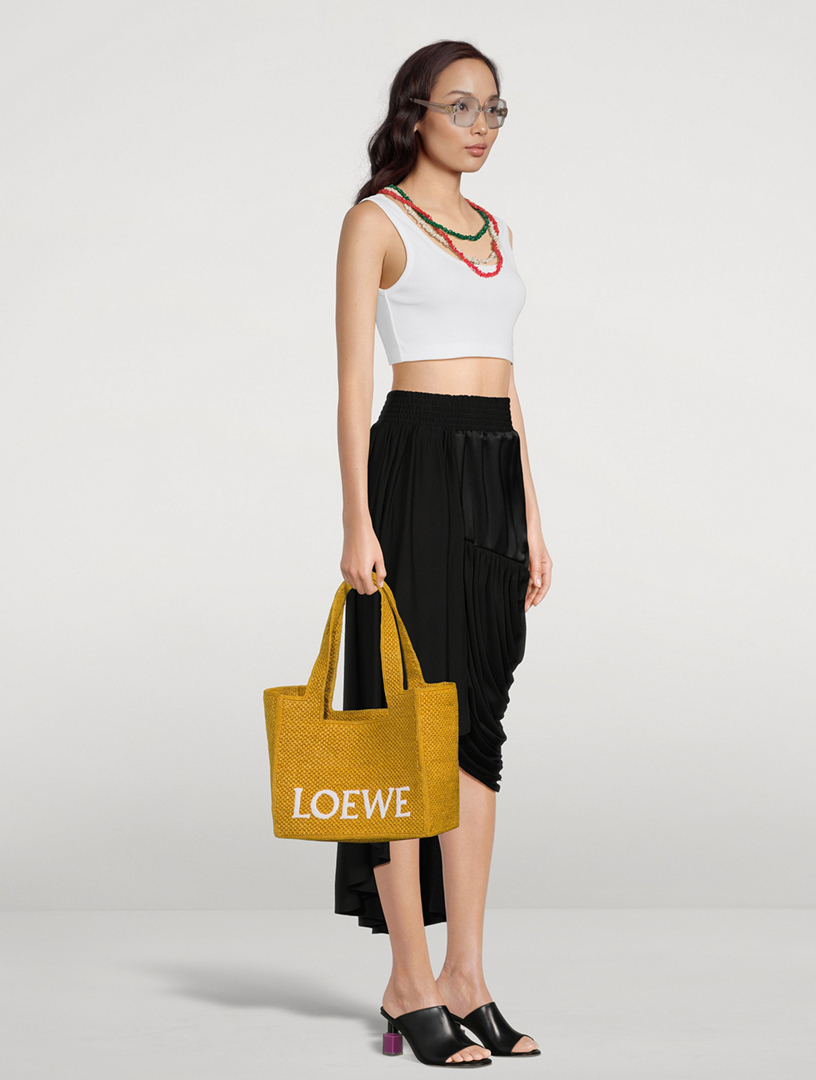 Shop LOEWE LOEWE x Paula's Ibiza Medium Raffia Logo Tote Bag