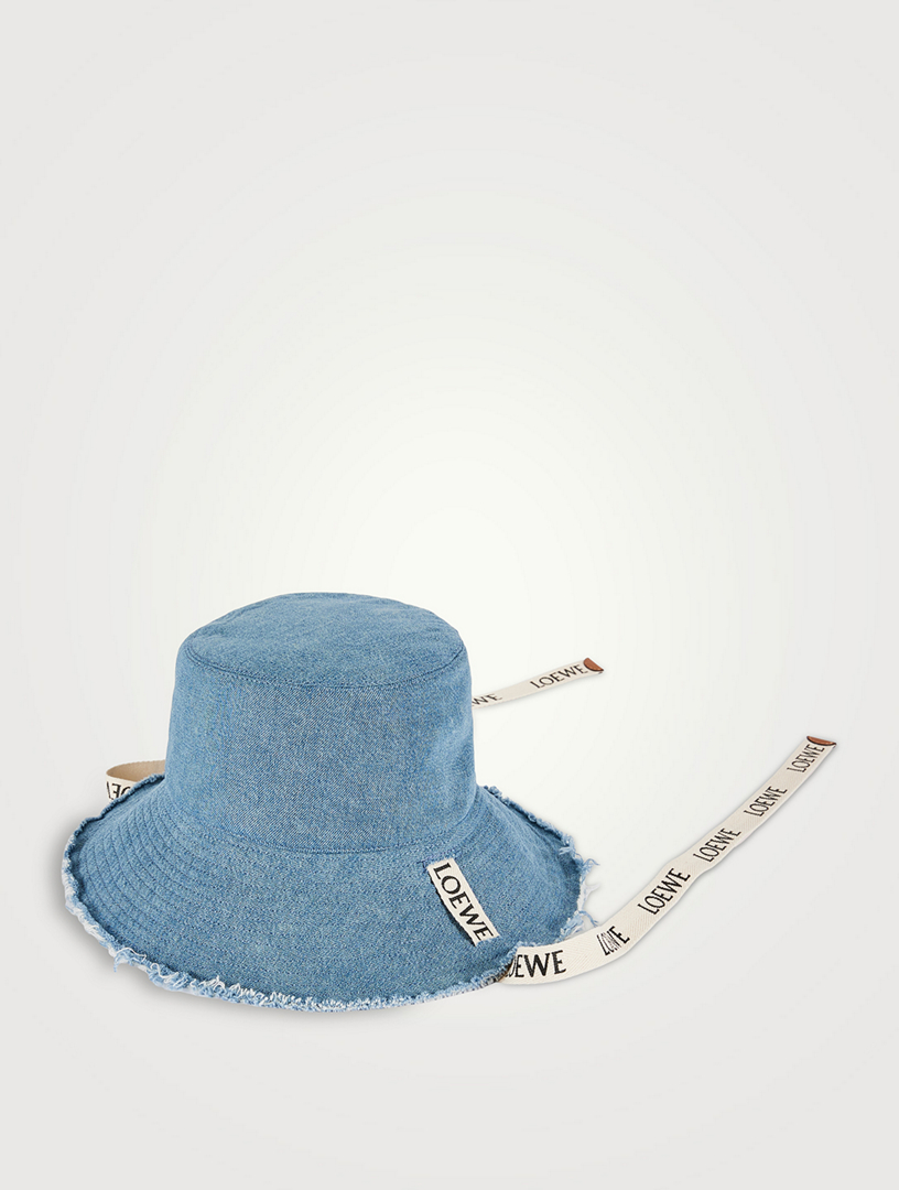 Frayed fisherman hat in denim and calfskin Blue Denim - LOEWE