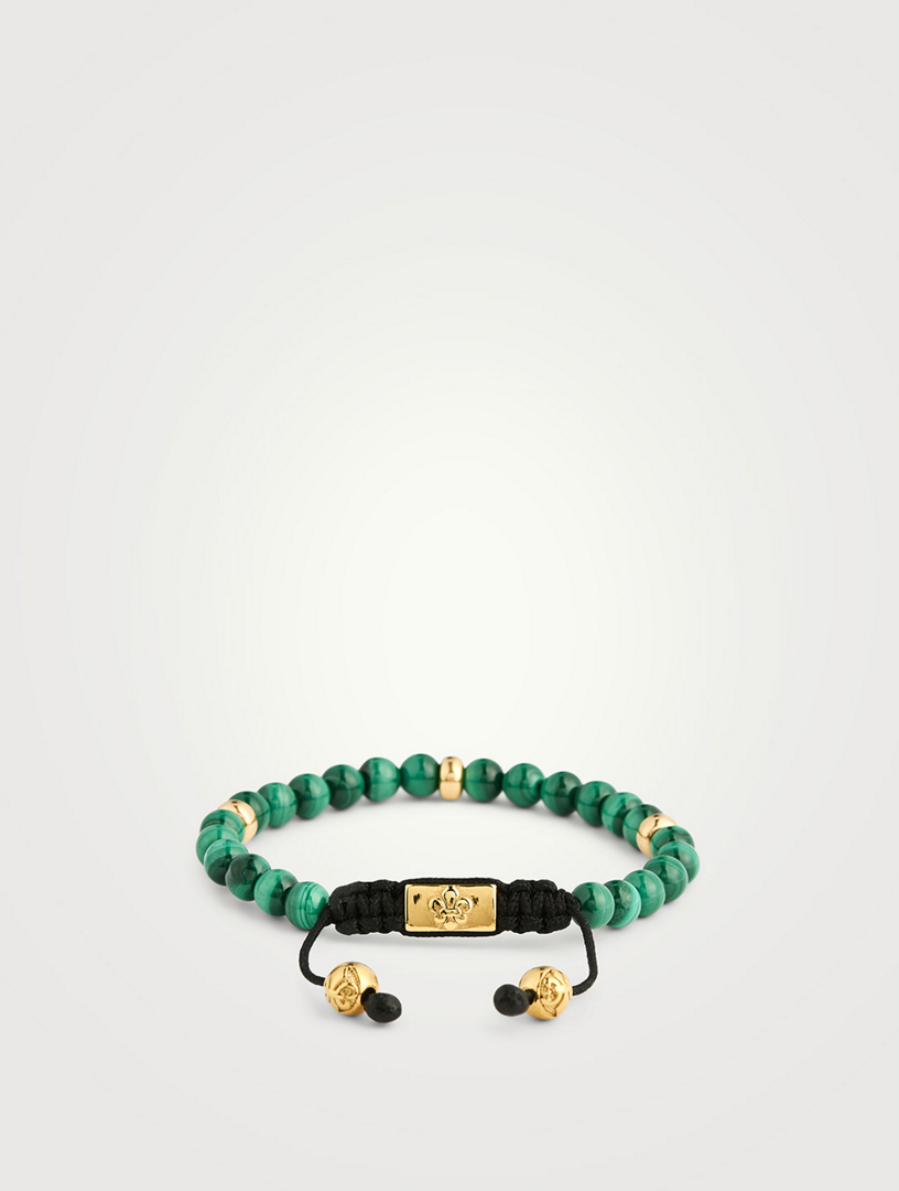 NIALAYA Malachite And Gold Plated Beaded Bracelet