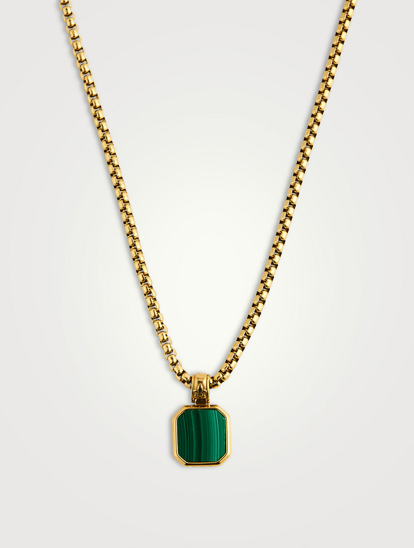 Square malachite gold deals necklace