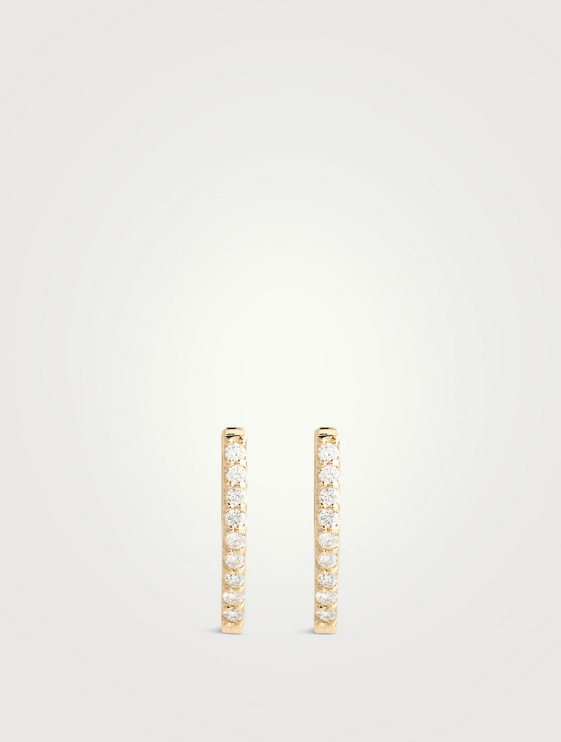 Cléo 14K Gold Geometric Huggie Hoop Earrings With Diamonds