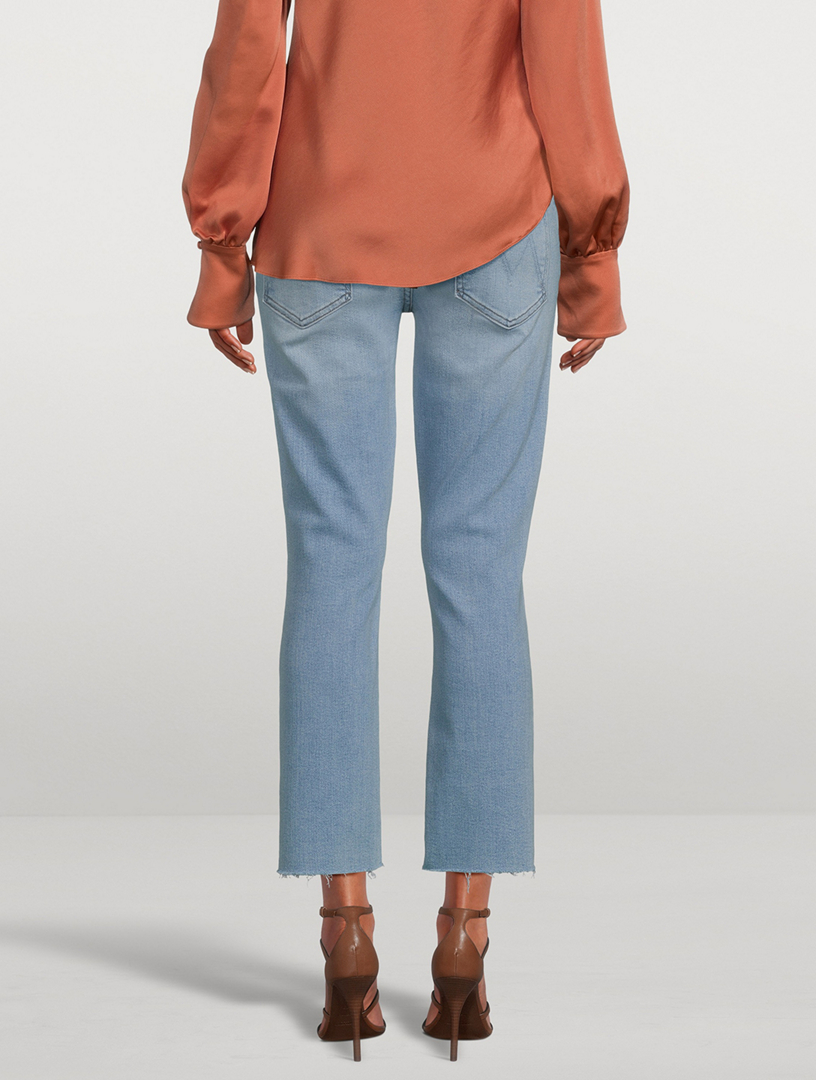 MOTHER The Dazzler Straight Cropped Jeans  Blue