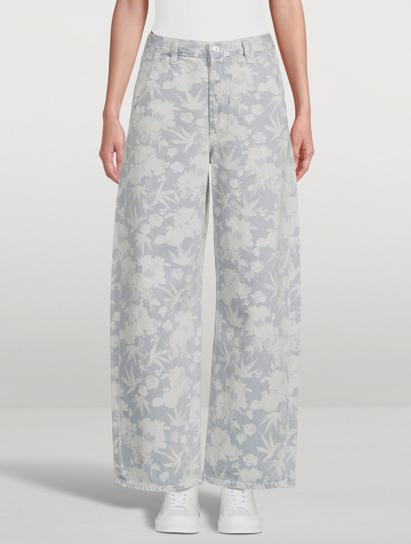 Ayla Baggy Cropped Jeans Floral Print