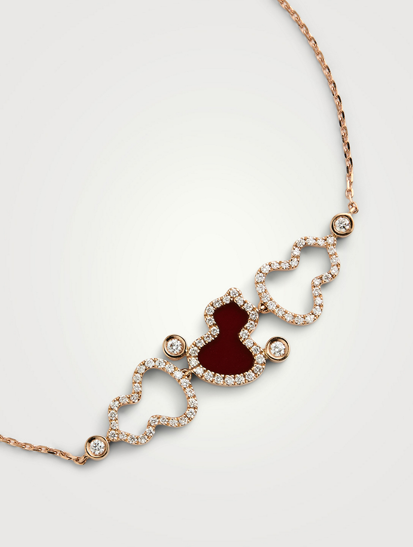 Qeelin ソトワール Bracelet 18K Rose Gold Diamond Red Agate QEELIN Wulu 18K Rose Gold Bracelet With Red Agate And