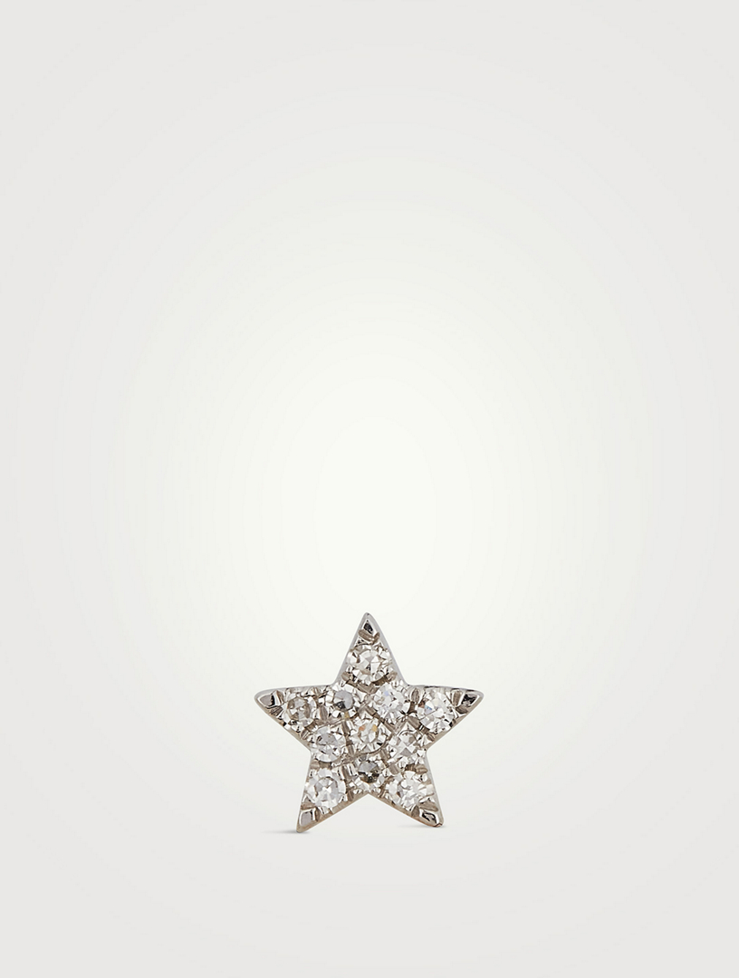 14K White Gold Star Stud Earrings