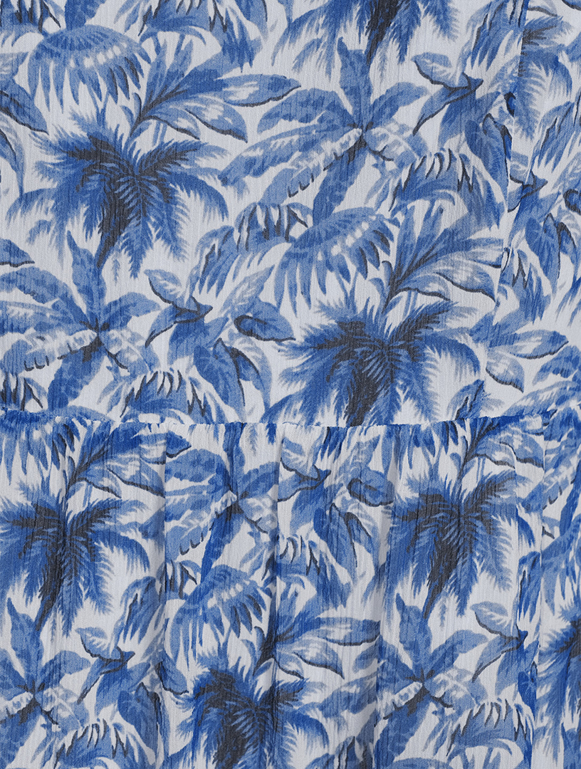 Ashlen Silk Dress Palm Toile Print