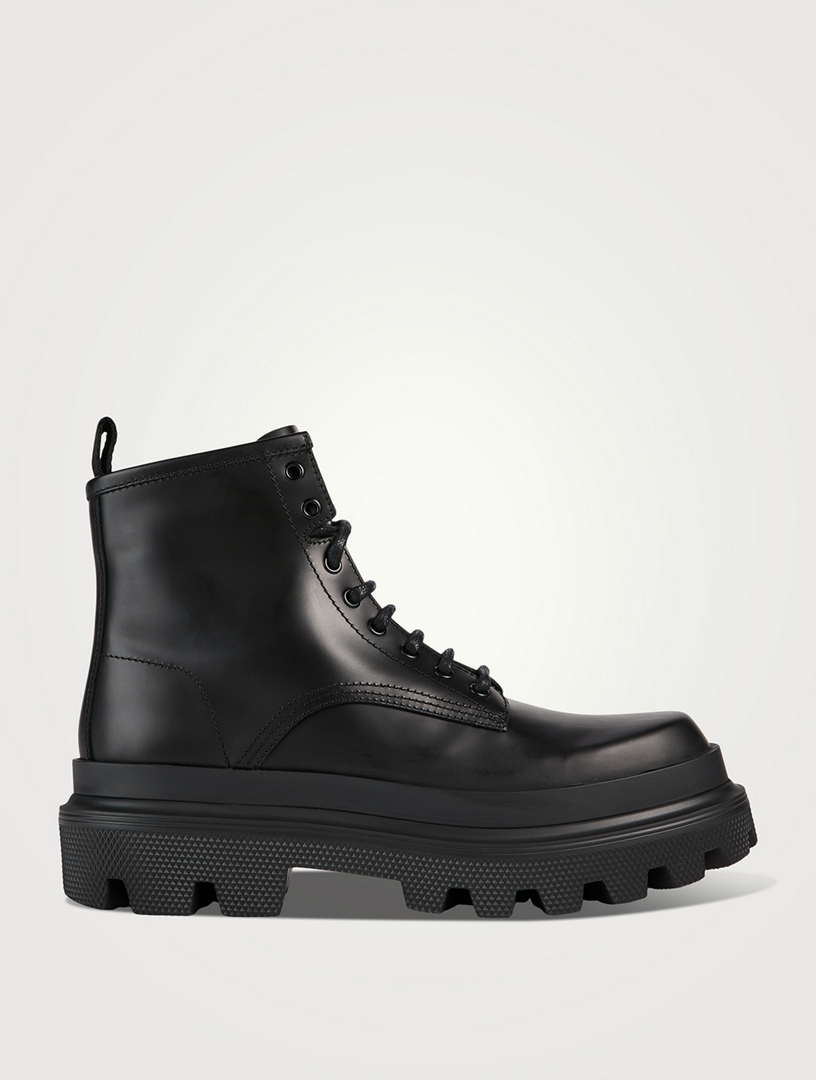 DOLCE & GABBANA Leather Combat Boots | Holt Renfrew