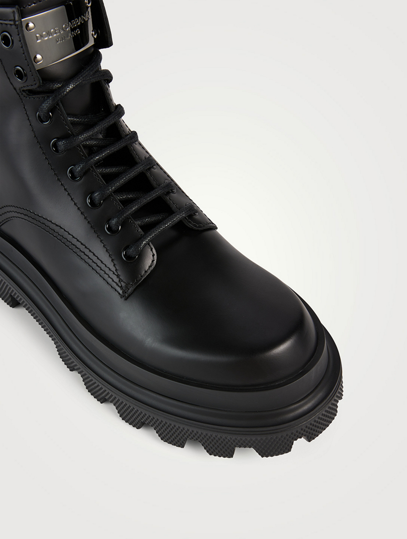 DOLCE & GABBANA Leather Combat Boots | Holt Renfrew