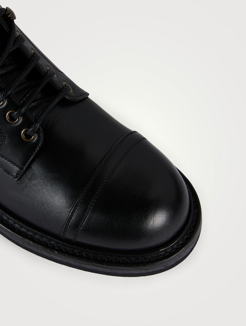 DOLCE & GABBANA Leather Laced Ankle Boots | Holt Renfrew