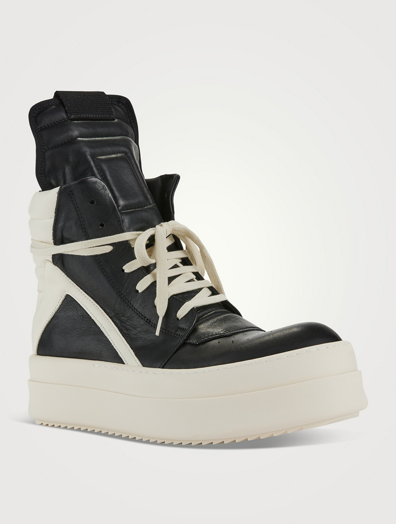 RICK OWENS Mega Bumper Geobasket Leather High-Top Sneakers | Holt