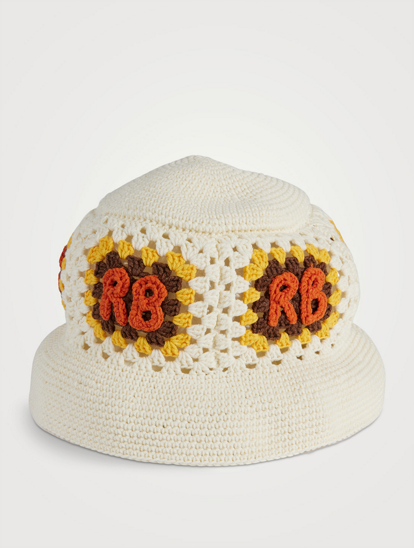 Monogram-embellished Brown Leather Bucket Hat