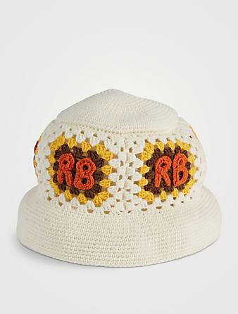 Monogram-Embellished Crochet Bucket Hat