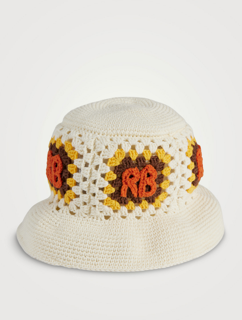 Herringbone-wool Monogram Embellished Bucket Hat