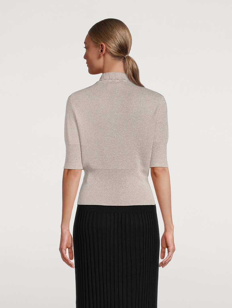 Proenza Schouler Women's Metallic Knit Polo Top