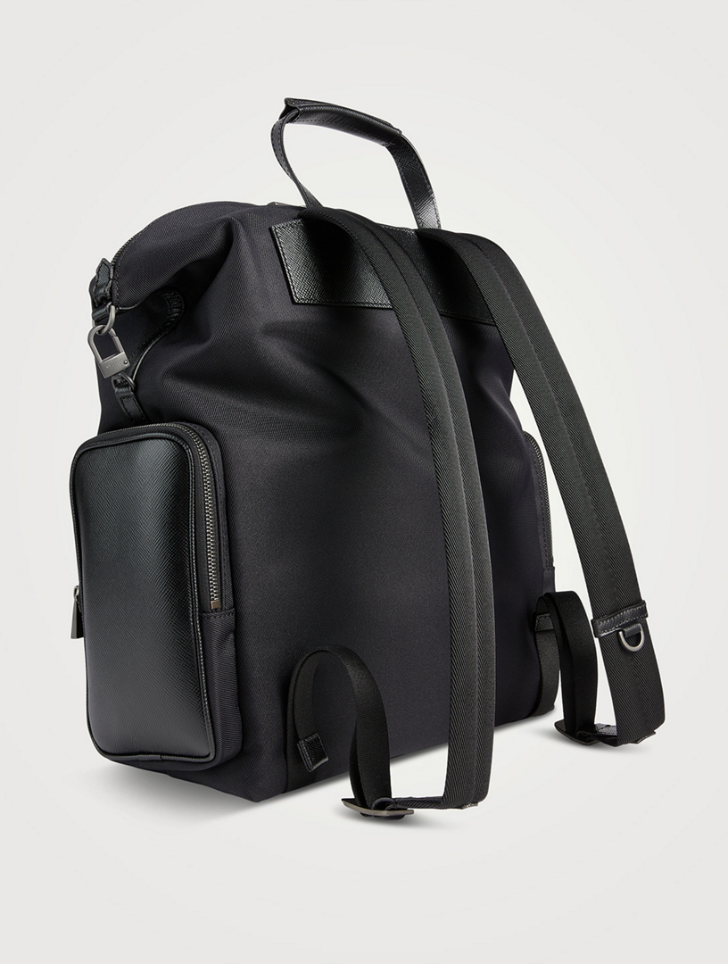 SERAPIAN Recycled Twill And Evoluzione Leather Backpack | Holt Renfrew