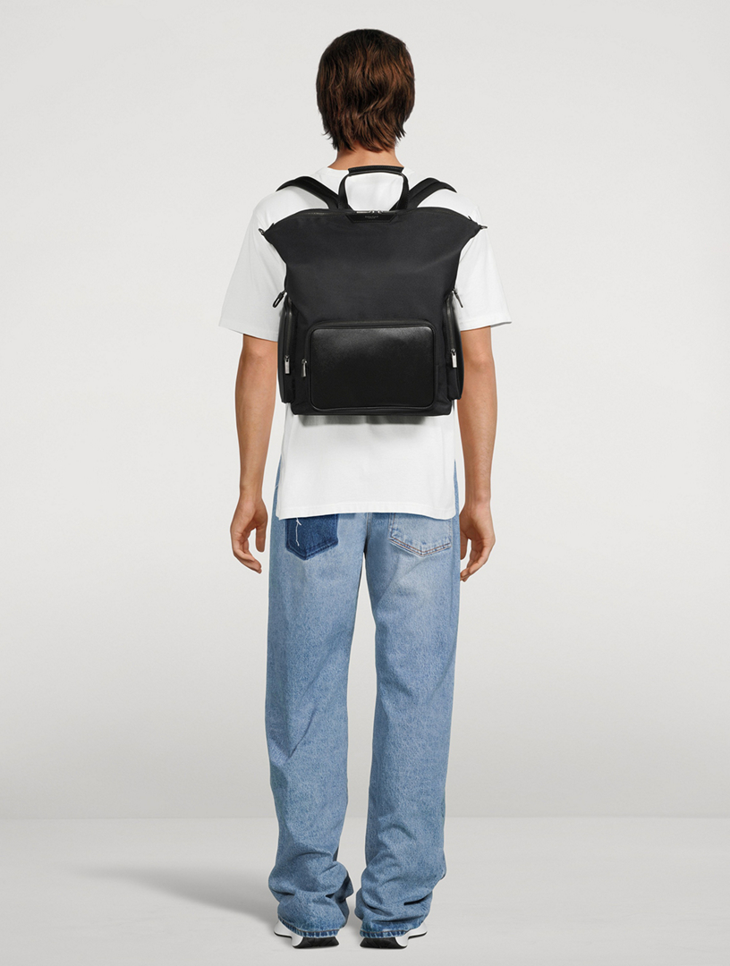 Recycled Twill And Evoluzione Leather Backpack