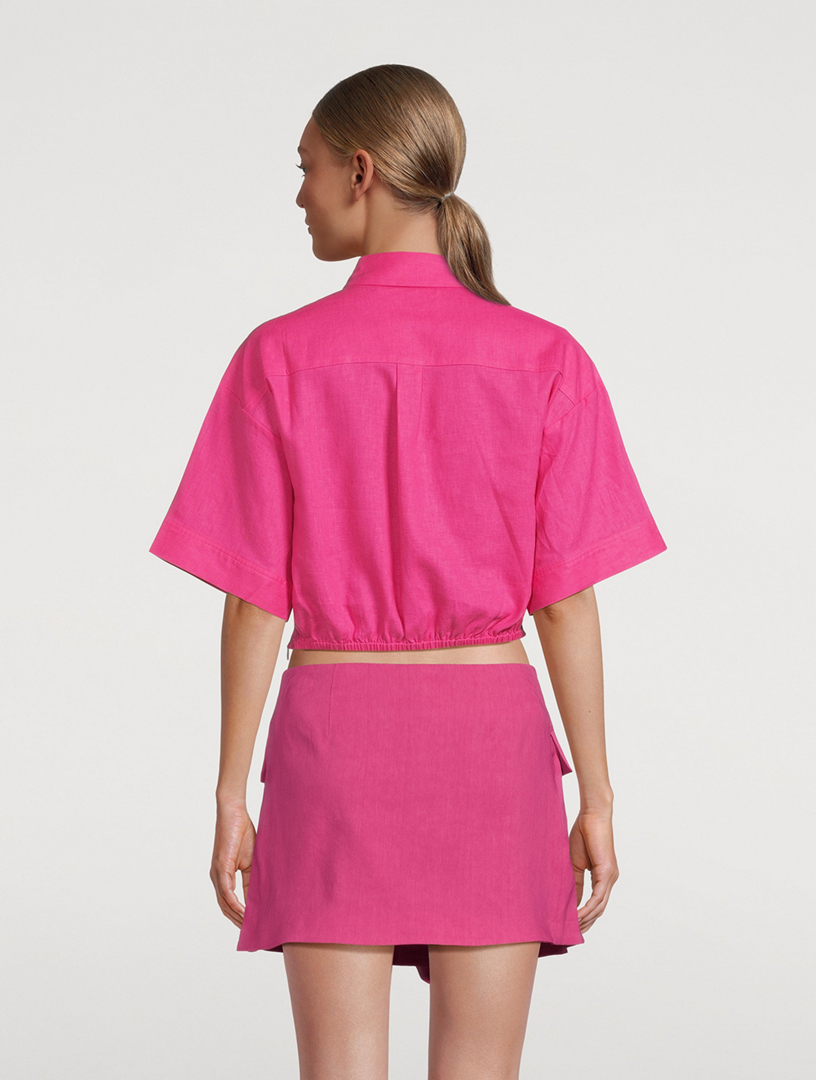 Cropped Twist-Front Shirt