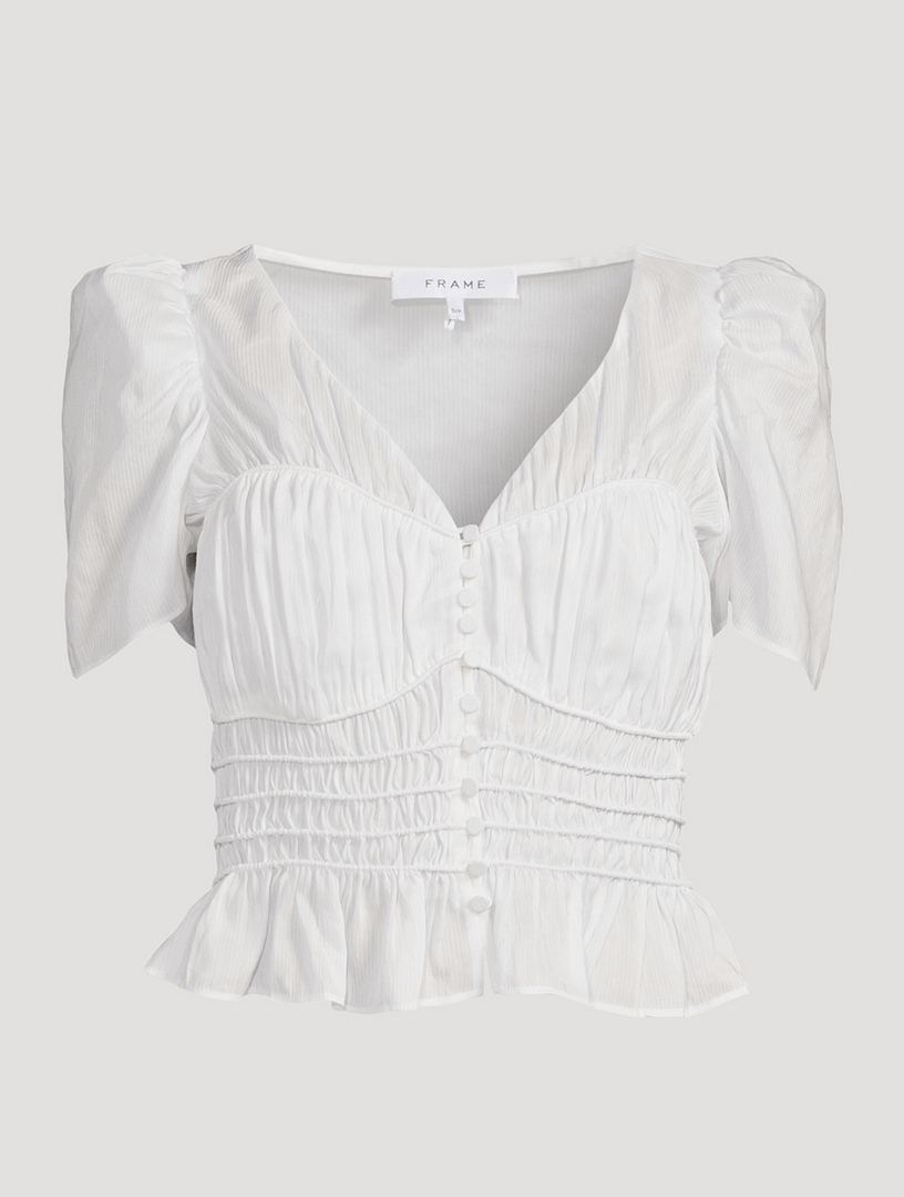 Corded Puff-Sleeve Blouse
