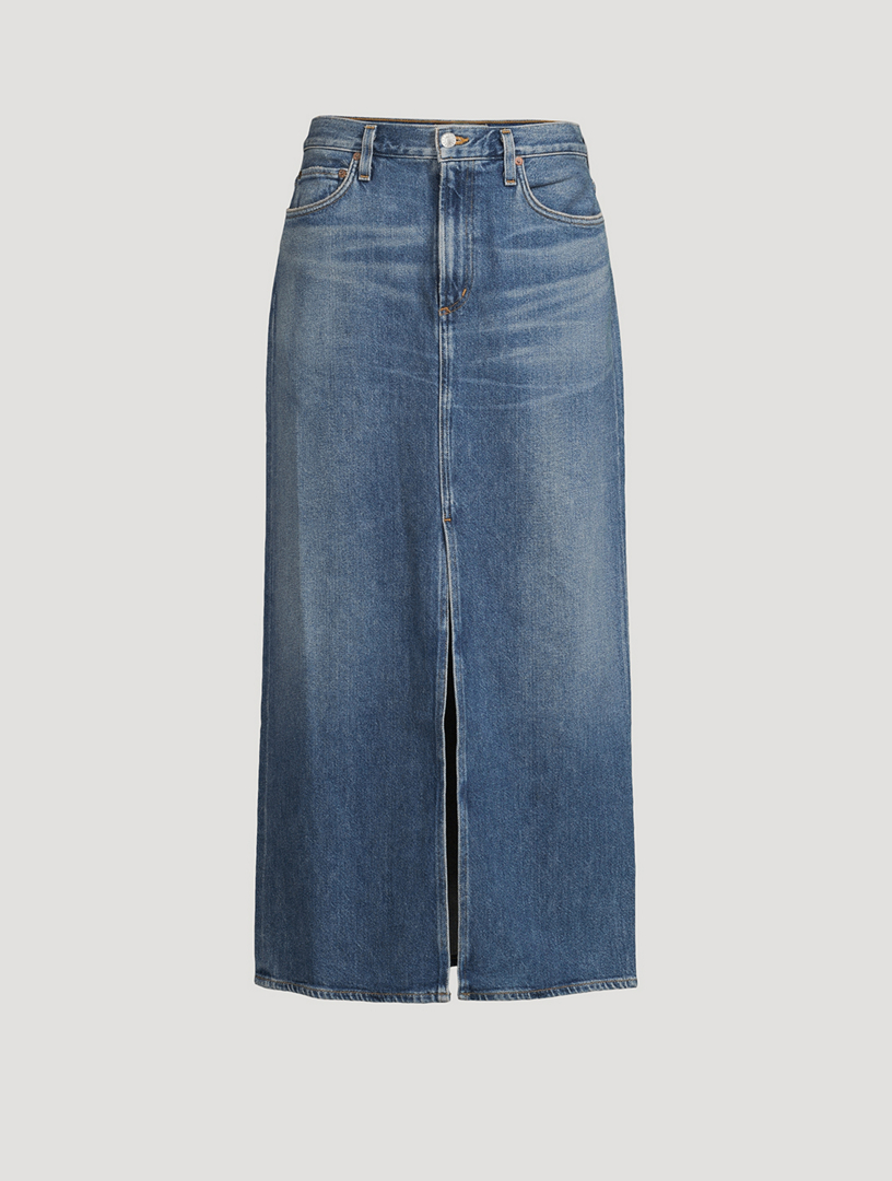 AGOLDE Leif Low Slung Denim Maxi Skirt Holt Renfrew