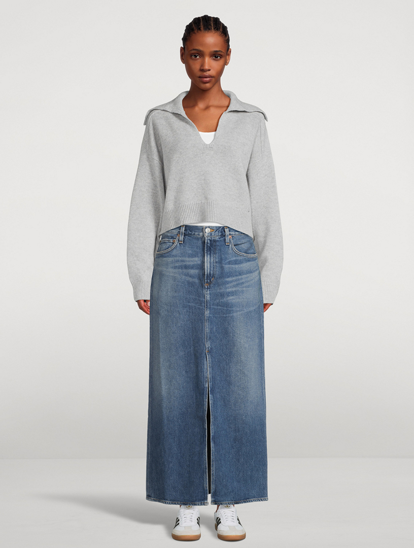 AGOLDE Leif Low Slung Denim Maxi Skirt Holt Renfrew