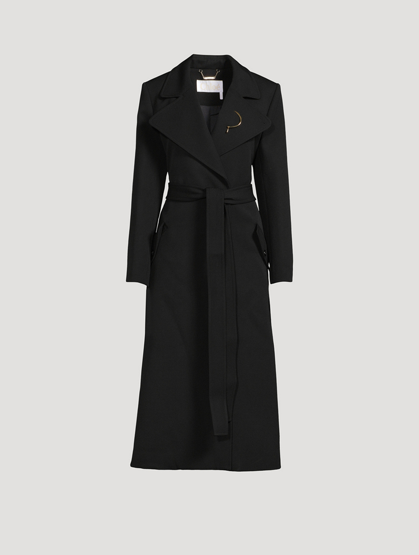 Belted Wool Gabardine Trench Coat