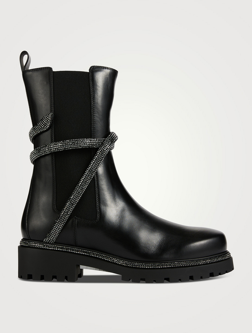 RENE CAOVILLA Cleo Leather Combat Boots | Holt Renfrew