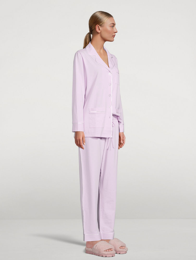 Pyjama 2 Pièces Femme En Satin/coton – Manches Longues, Confortable, Pour été Comme Hiver