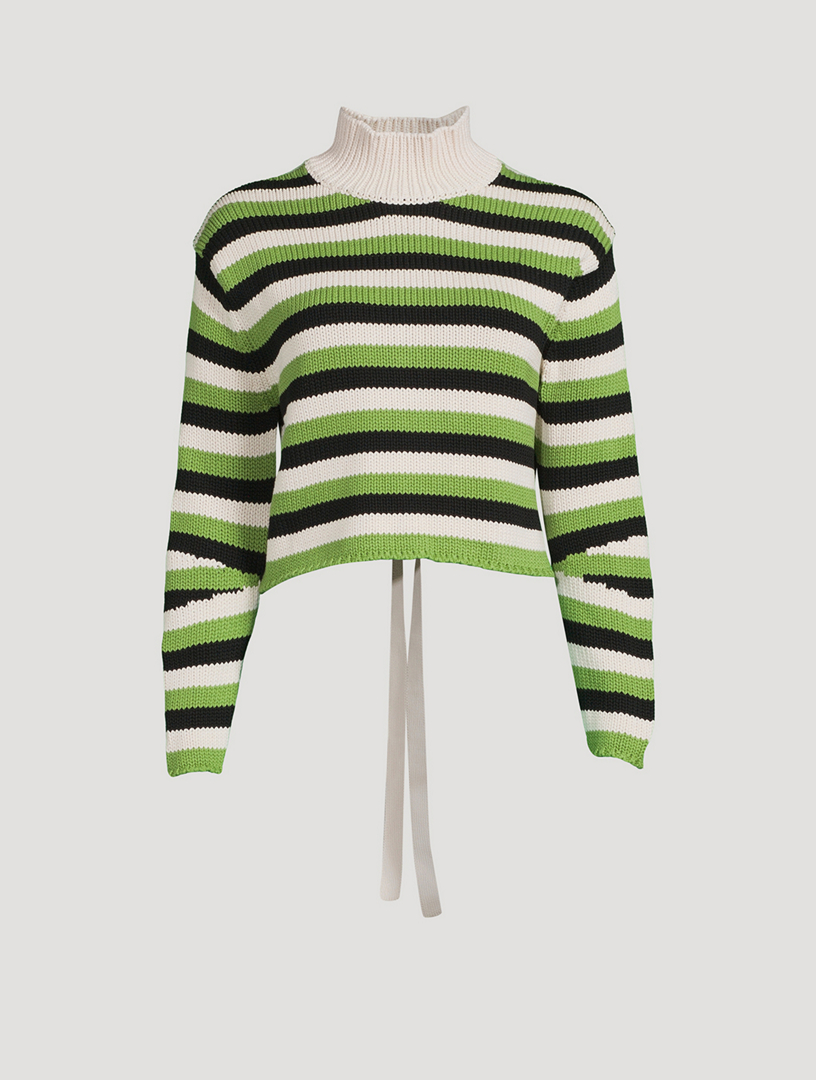 Stripe Jacquard Tie-Back Sweater