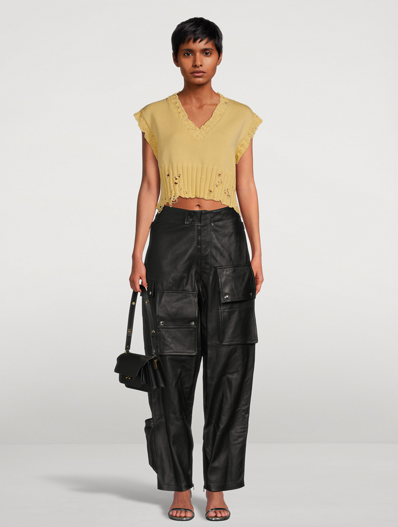 Marni Leather Wide Cargo Pants - ワークパンツ
