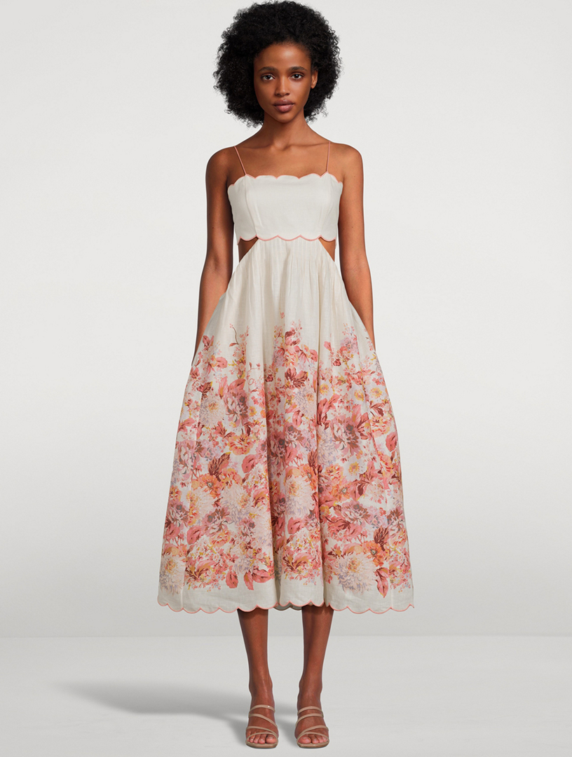 Devi Cut-Out Midi Dress Floral Print