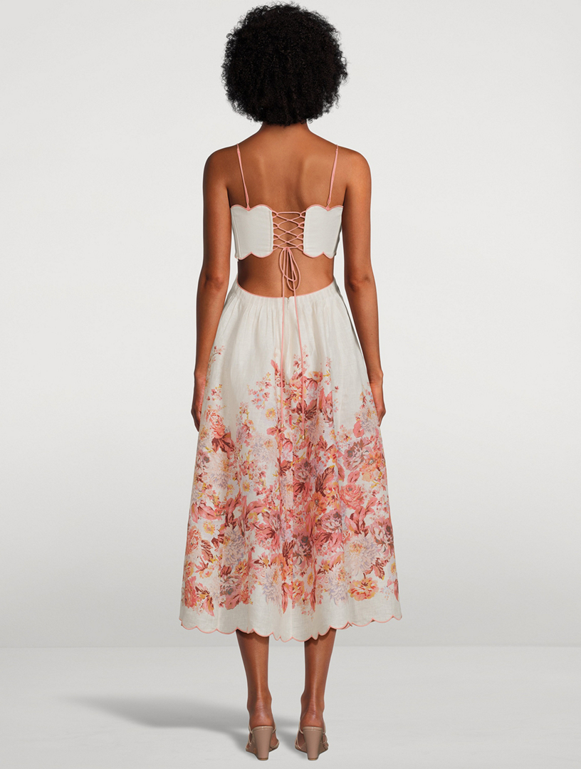 Devi Cut-Out Midi Dress Floral Print
