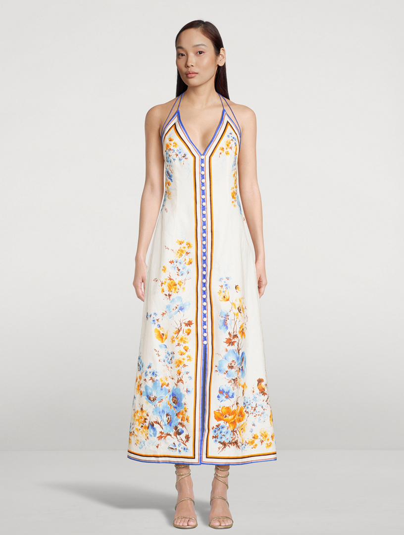 ZIMMERMANN Halcyon Midi Dress In Floral Print | Holt Renfrew