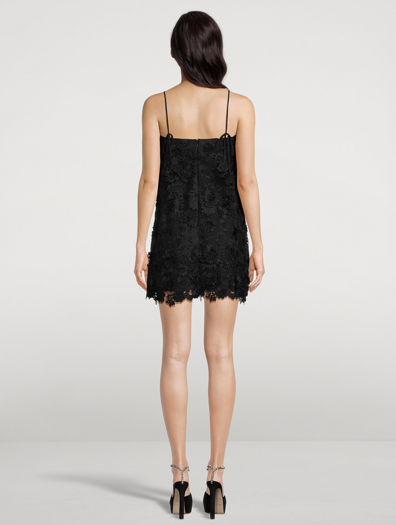 black lace halter mini dress Avery Black Lace Trim Halter Neck Mini Dress - 8