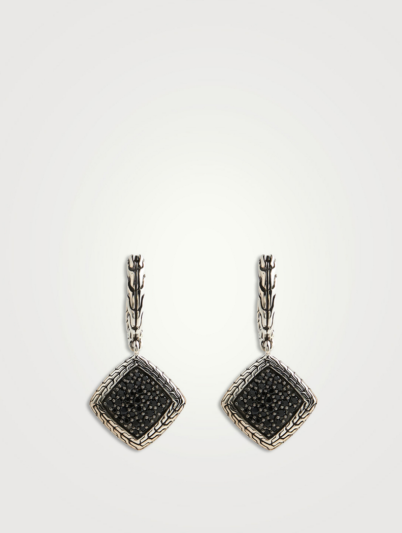 Carved Chain Silver Drop Earrings