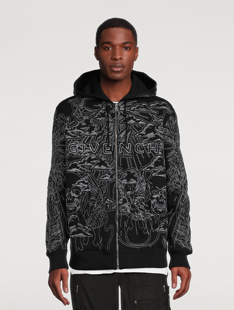 GIVENCHY Base Classic Fit Zip Hoodie With Embroidered Logo | Holt