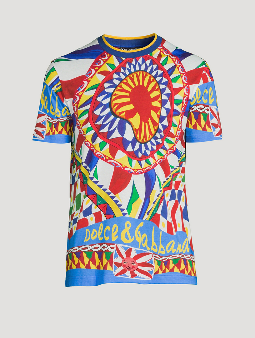 Cotton T Shirt In Carretto Print