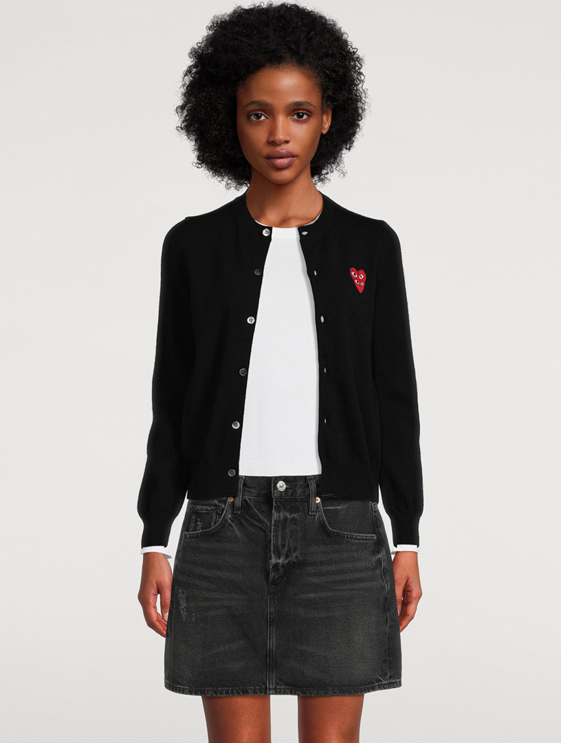 COMME DES GARÇONS PLAY Overlapping Hearts Wool Cardigan | Holt Renfrew