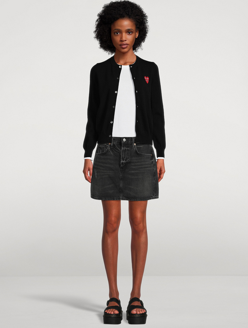 PLAY CDG: Unisex Round Neck Cardigan (BLACK) | DSMG E-SHOP