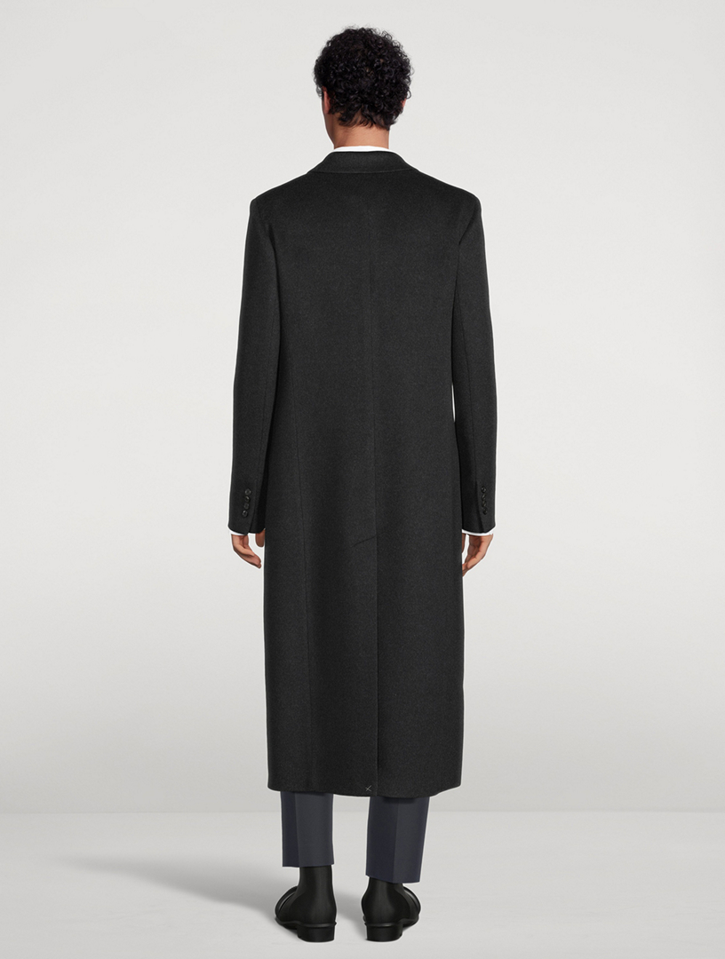 Wool-Blend Double-Breasted Long Coat