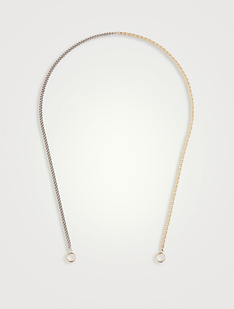 Sterling Silver And 14K Gold Mixed Up Half & Half Chain Necklace